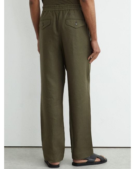 Reiss Barges - Ivy Green Linen Relaxed-fit Drawstring Trousers, 32 for men