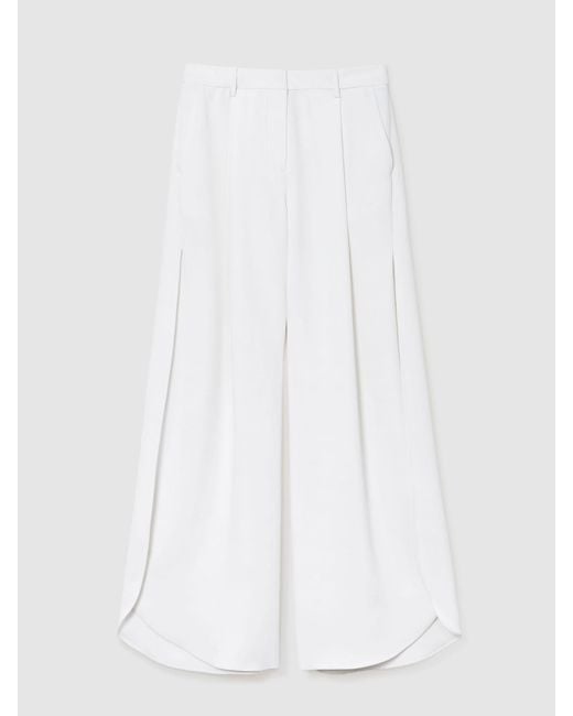 Reiss Deena - White Side-split Wide-leg Trousers, Us 12 L