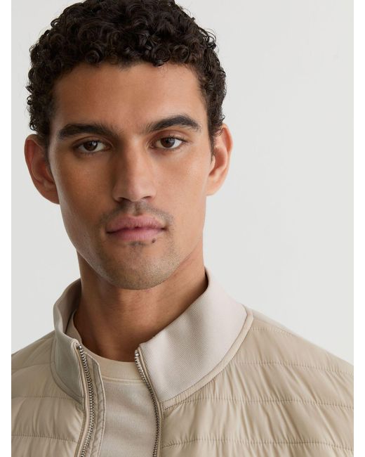 Reiss White Hybrid Quilt And Interlock Zip Jacket for men