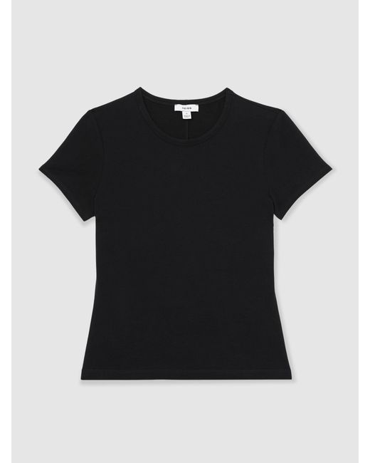 Reiss Jolie - Black Stretch-cotton Crew-neck T-shirt, S (us 4-6)