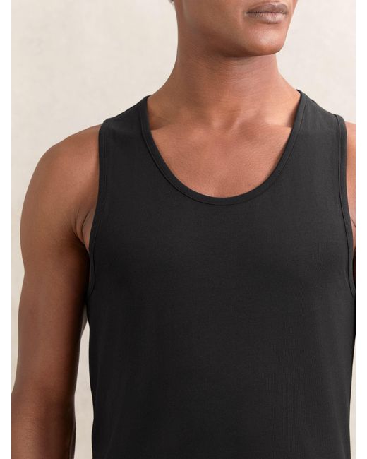 Reiss Black Cotton Loungewear Vests for men
