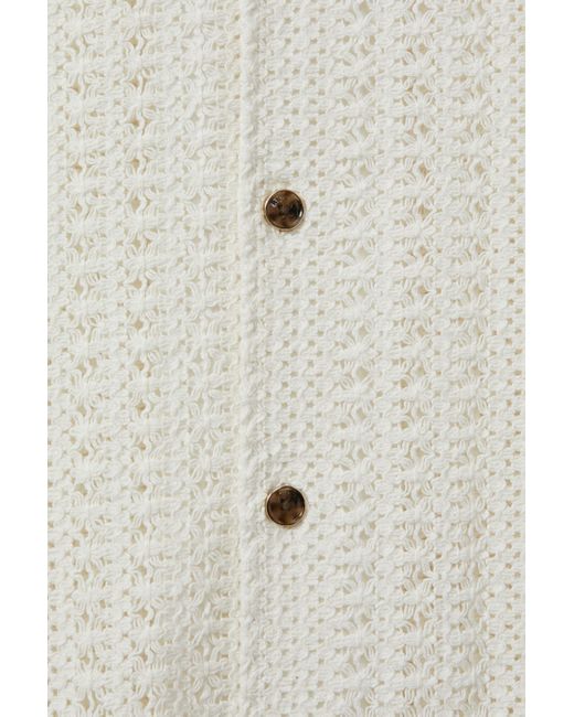 Reiss Natural Paradise - Ecru Cotton Crochet Cuban Collar Shirt for men