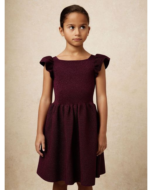 Reiss Multicolor 3-9 Yrs Stretch Metallic Frill-Sleeve Dress