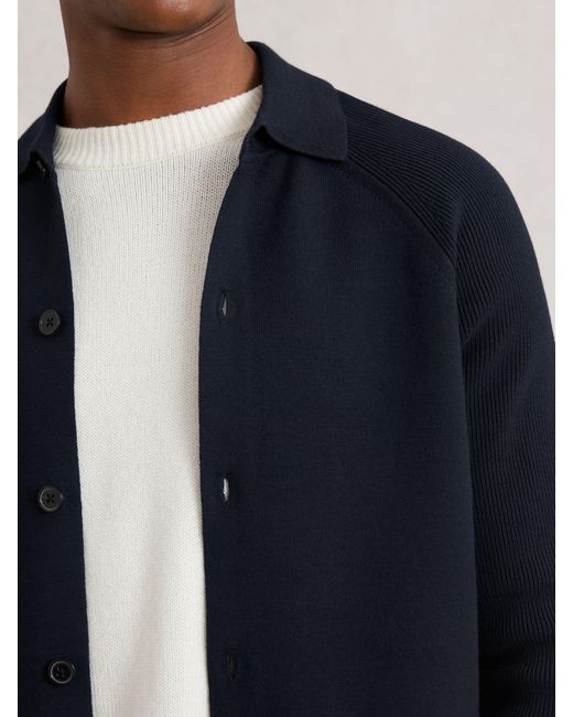 Reiss Blue Fitzgerald Button-Through Cardigan With Pockets for men