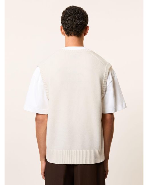 Reiss Crosby - Off White Monogram Embroidered Relaxed Wool Vest, M for men