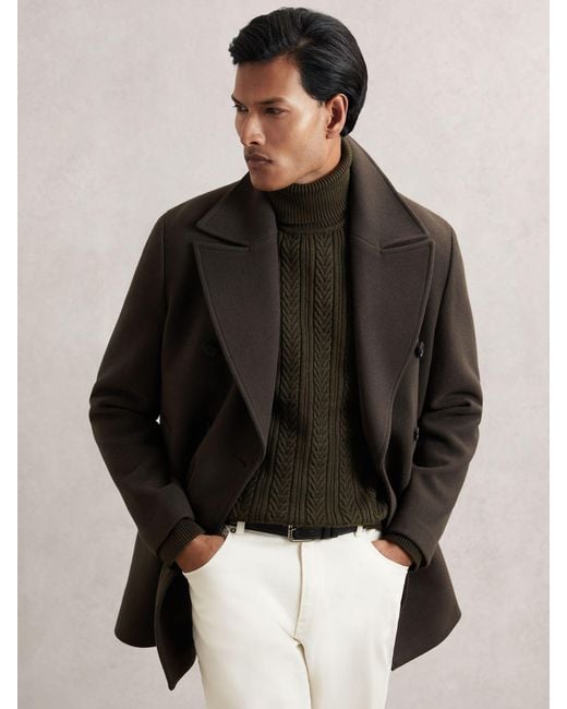 Reiss Black Cable-Knit Roll-Neck Jumper With Wool for men