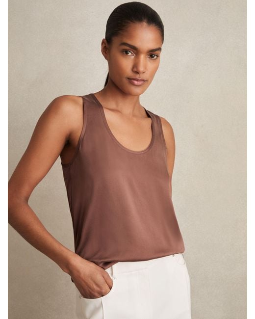 Reiss Natural Silk-Front Cami Top