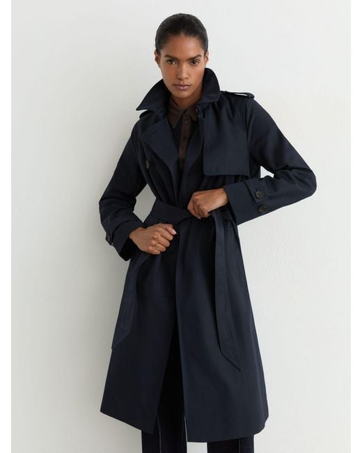 Reiss Blue Petite Hooded Insert Trench Coat
