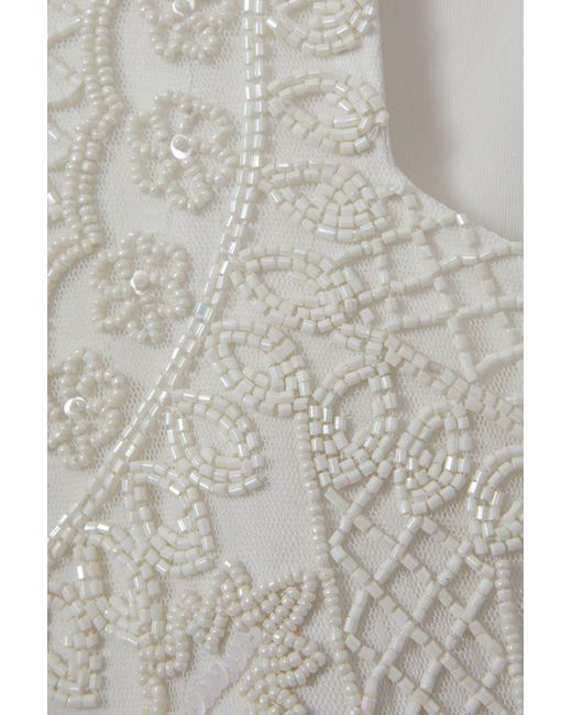 Raishma White Floral Beaded Maxi Dress