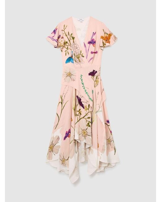 Reiss Natural X Nybg Printed Handkerchief-Hem Dress