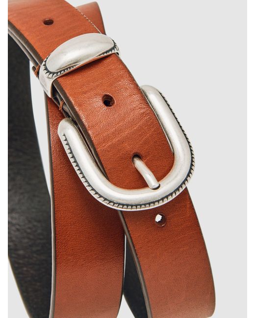 Reiss Multicolor Jonny - Tan Brown Leather Western Belt, 34 for men