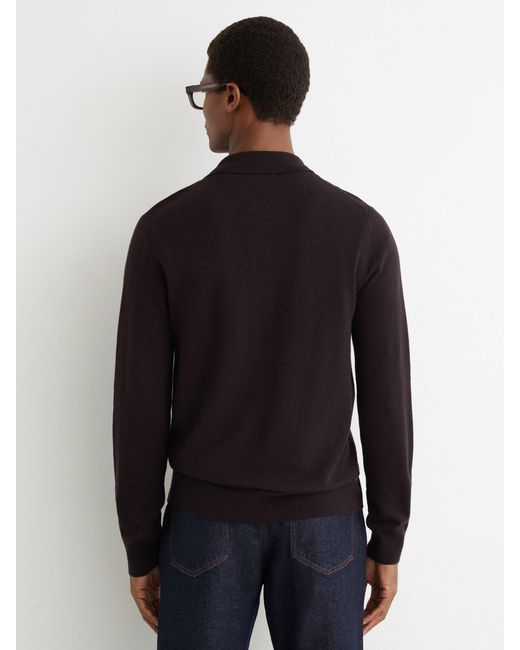 Reiss Black Wool Stitch-Detail Button Cardigan for men