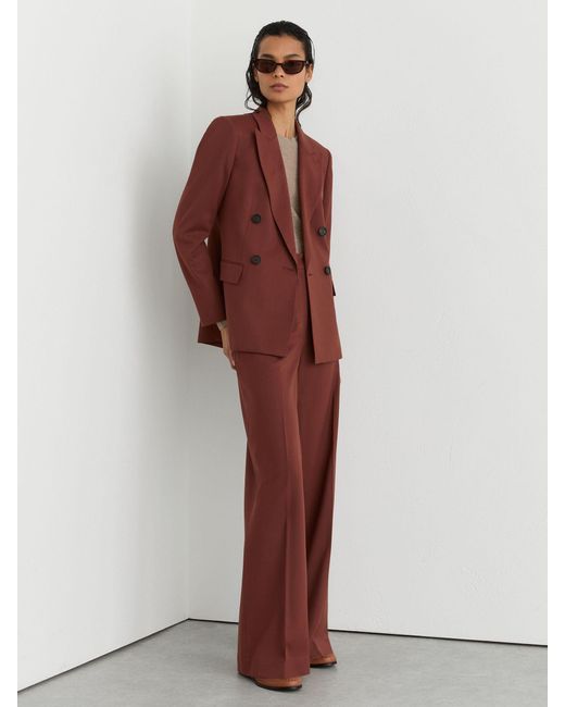 Reiss Brown Wool-Blend Double-Breasted Suit Blazer