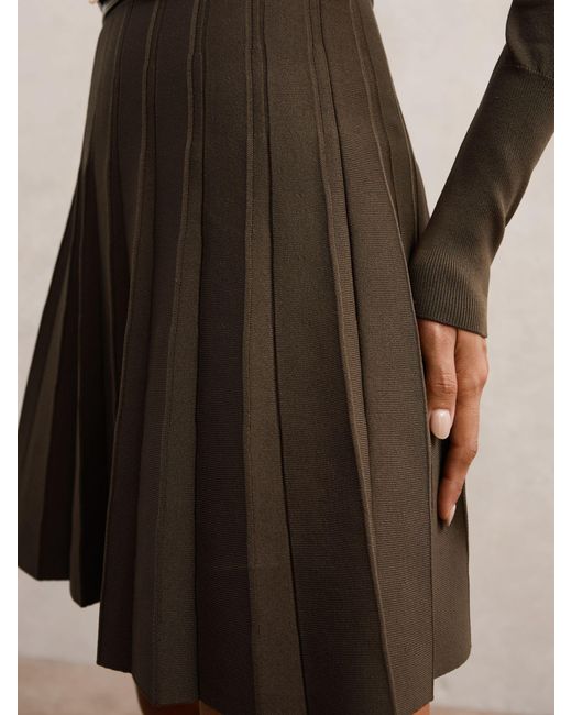 Reiss Black Knitted Belted Skater Mini Dress