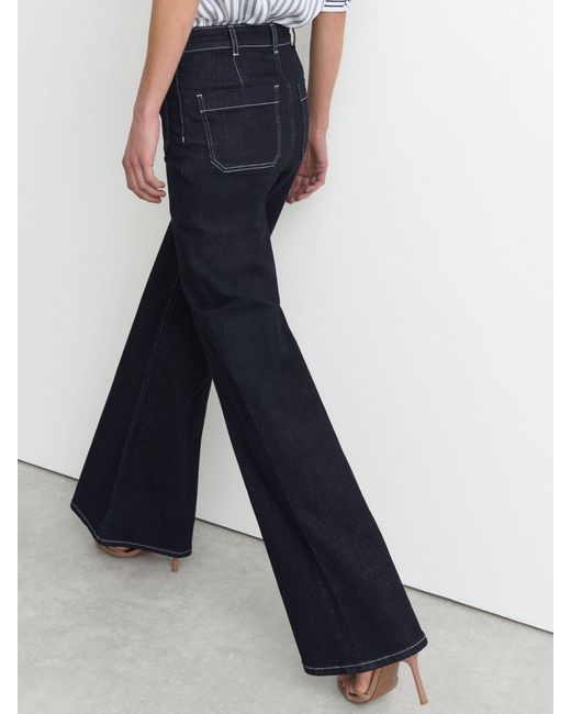 Reiss Blue Tall Patch-Pocket Flared Jeans