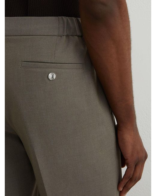 Reiss Multicolor Found - Dark Sage Green Slim Fit Stretch Drawstring Trousers, 28 for men