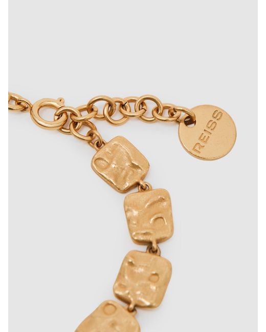 Reiss Metallic Brass Square Bracelet