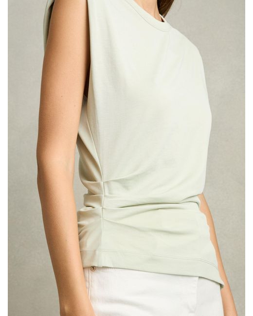 Reiss Multicolor Shoulder-Pad Ruched Jersey Top