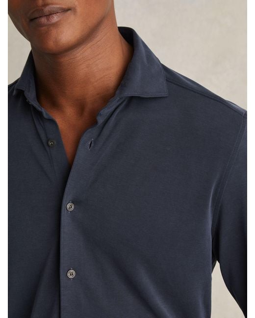 Reiss Blue Blend Cutaway-Collar Shirt Regular-Fit for men
