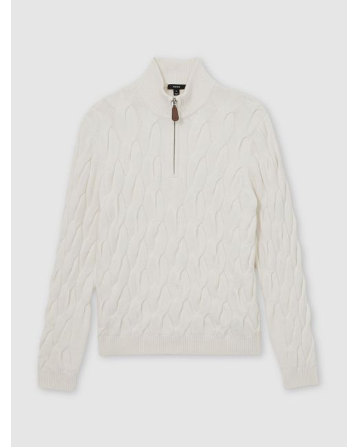 Reiss Natural Half-Zip Cable-Knit Jumper With Wool for men
