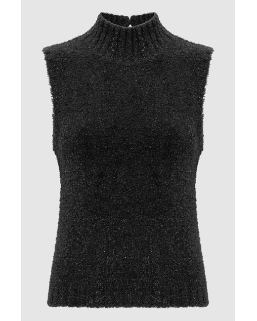 Black turtleneck top no sleeves
