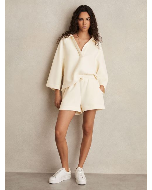 Reiss Natural Jodie - Buttermilk Cream Modal-blend Interlock Jersey Shorts, S