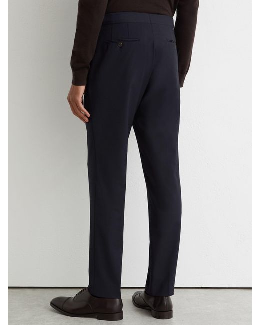 Reiss Blue Promise - Navy Tailored Fit Wool-blend Suit Trousers, 36w X 31l (uk 36 R) for men