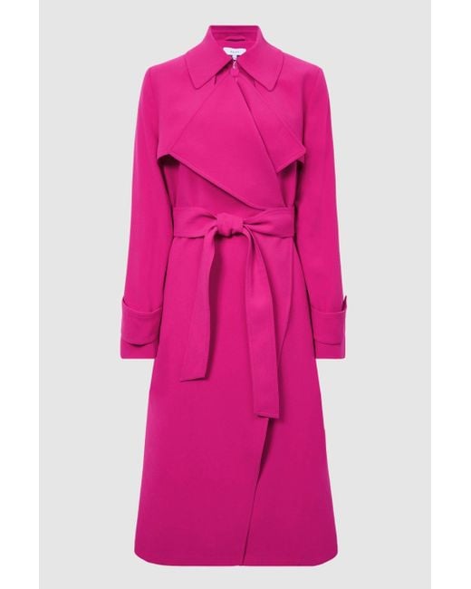 Reiss Red Eden - Pink Belted Trench Coat