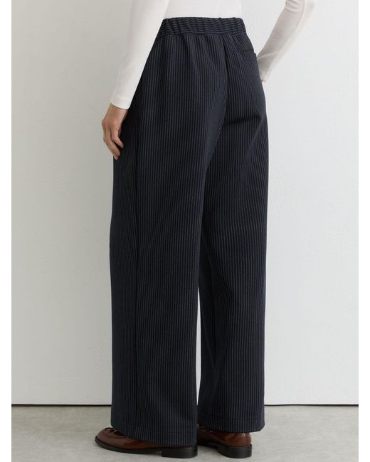 Reiss Black Remi - Navy Petite Pinstripe Wide-leg Joggers, Xl (us 16-18)