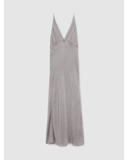 Reiss Natural Satin Tie Back Slip Dress