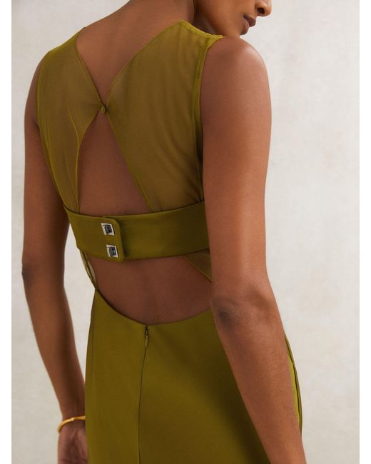 Reiss Green Sheer Panel Maxi Dress
