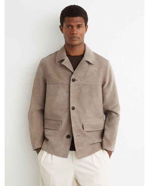 Reiss Natural Suede Heavyweight Overshirt for men