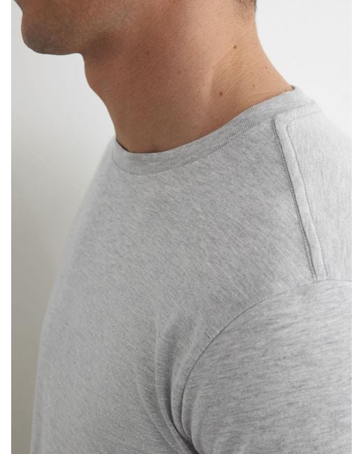 Reiss Gray Marl Bless Cotton Crew-Neck Tailored-Fit T-Shirt for men