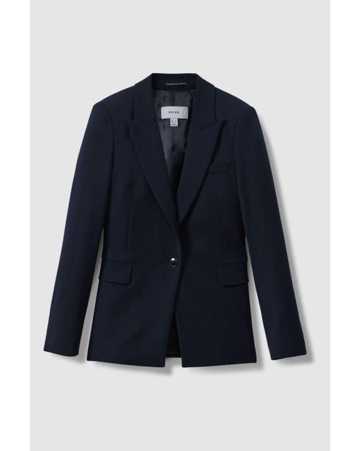 Reiss Blue Gabi - Navy Petite Tailored Single Breasted Suit Blazer