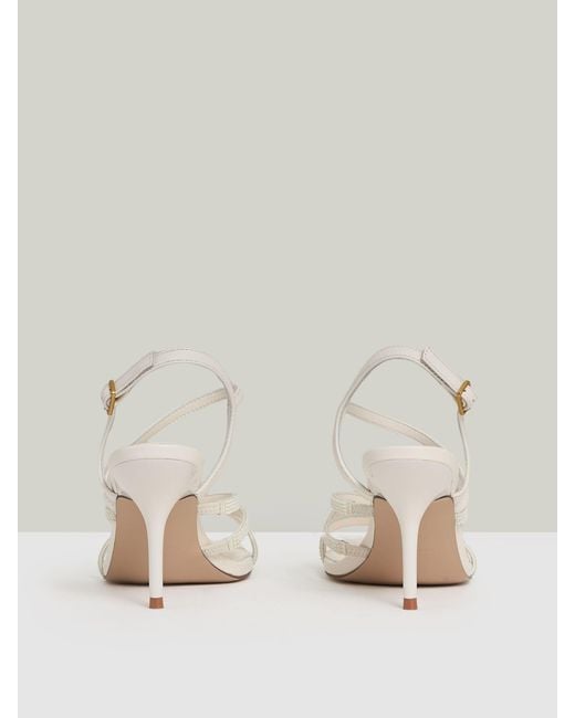 Reiss Natural Leather Beaded-Strap Stiletto Sandals