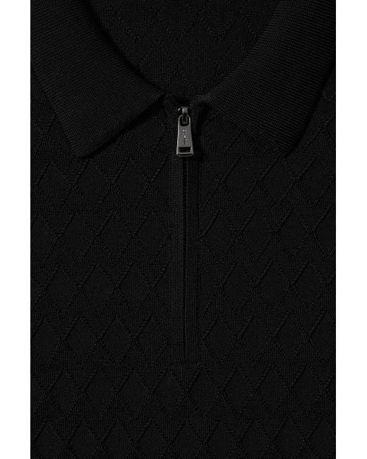Reiss Brown Rizzo - Black Half-zip Knitted Polo Shirt for men