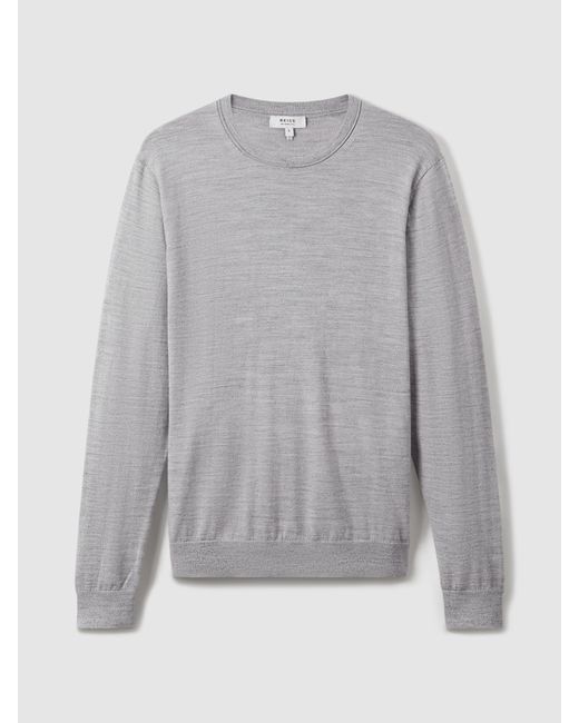 Reiss Gray Wessex - Soft Grey Mouline Wessex Merino Wool Jumper, Xl for men