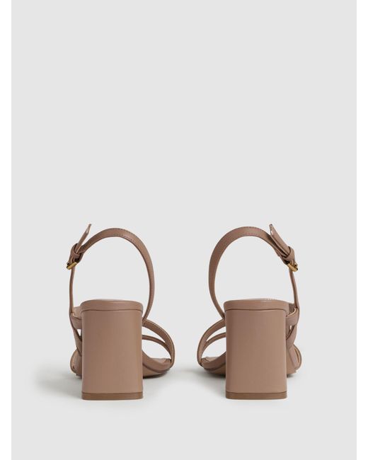 Reiss Natural Alice - Nude Strappy Leather Heeled Sandals, Us 5 (uk 3)