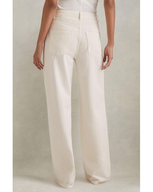 Reiss Natural Petite Garment Dyed Wide Leg Trousers