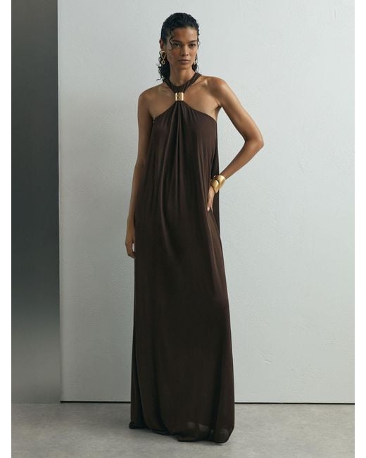 ATELIER Black Jersey Hardware-detail Maxi Dress