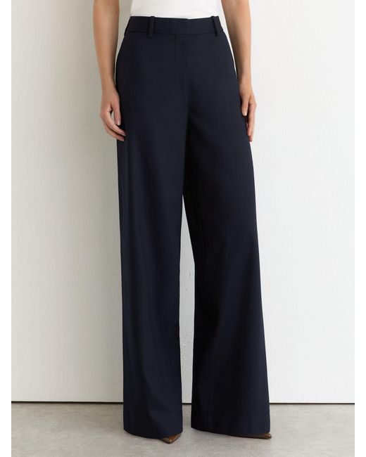 Reiss Blue Wool-Blend Wide-Leg Suit Trousers