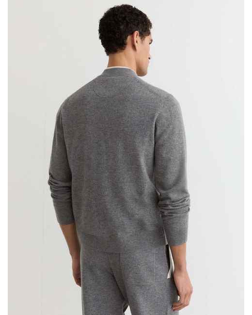 Reiss White Merino-Wool Zipped Bomber Cardigan for men