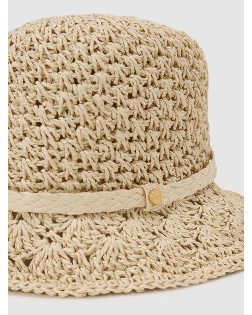 Reiss White Eva - Natural Crochet Raffia-effect Bucket Hat, S-m (us 4-10)