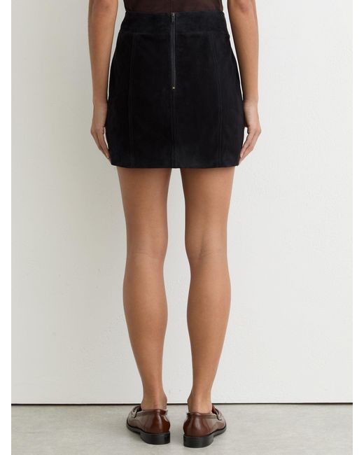 Reiss Black Suede Patch-Pocket Mini Skirt