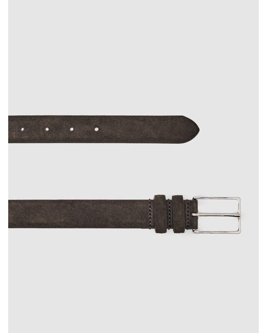 Reiss Brown Dante - Chocolate Suede Belt, 34 for men