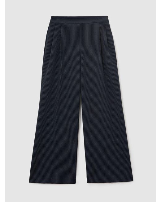Reiss Black Remi - Navy Petite Pinstripe Wide-leg Joggers, Xl (us 16-18)