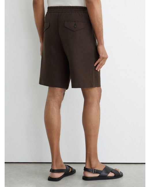Reiss Multicolor Short - Chocolate Brown Barges Linen Drawstring Shorts, 32 for men