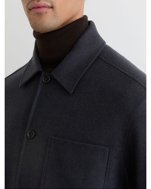 Reiss Blue Cooper - Navy Wool-blend Patch-pocket Overshirt, Xs for men