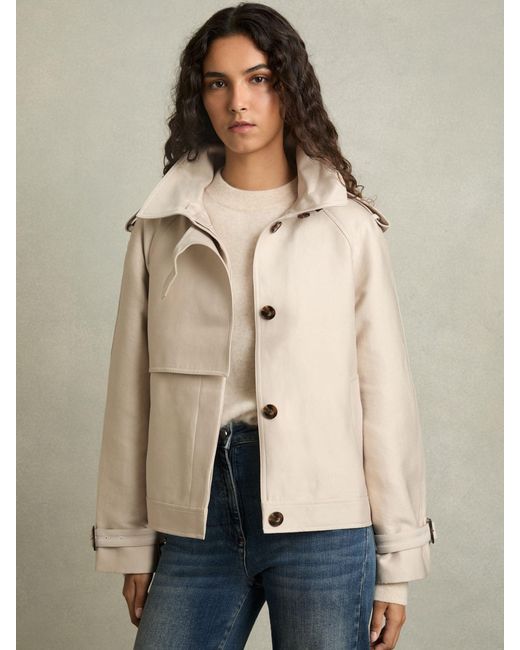 Reiss Natural Short Trench Coat With Cotton