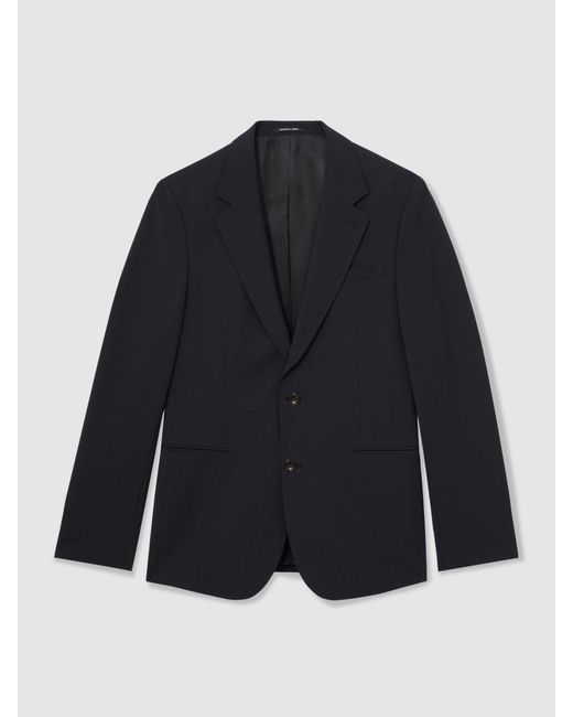 Reiss Blue Promise - Navy Tailored Fit Wool-blend Single-breasted Suit Blazer Tailored-fit, 46 S for men